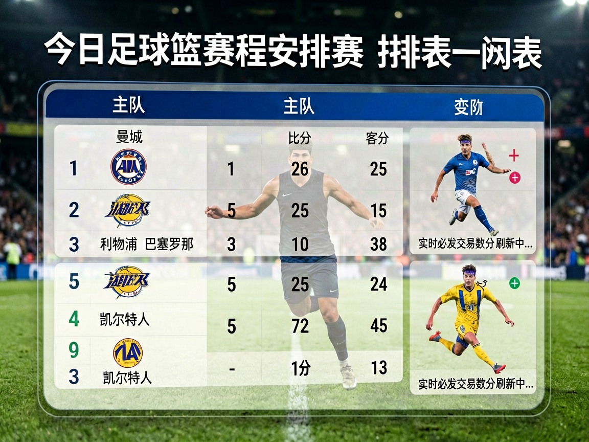 今日足球篮球赛程安排表